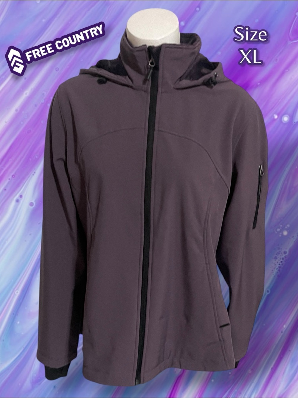 Free Country Super Softshell Jacket-Color: Plum Fig-Size: XL